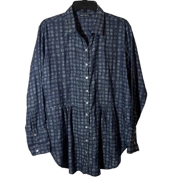 MAST 1883 Organic Cotton Chambray Button Up Tunic Shirt With Pockets - Picture 1 of 6